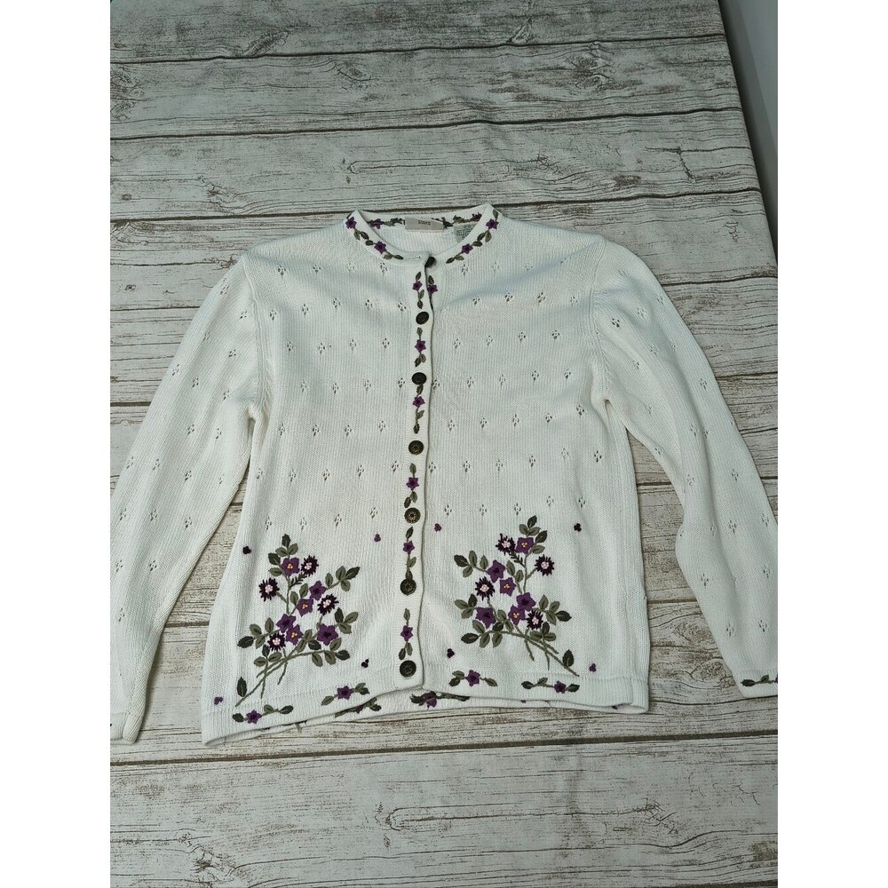 Vintage Northern Reflections Flower Cardigan Grandmacore Cabincore Size Medium